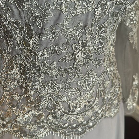 Women’s Gray Chiffon Full Length Formal Mother of the Bride Dress ZipBack Size 8 - Picture 9 of 15